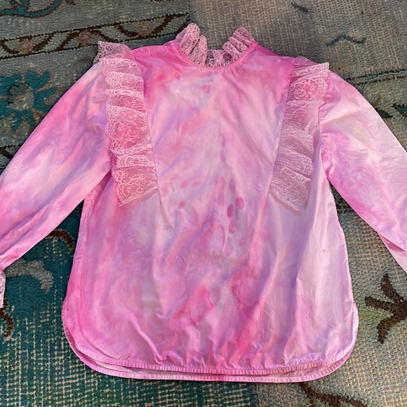 Vintage pink and white lace trimmed blouse size medium - Picture 9 of 15